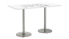 Whiteboard Tables KFI Seating 7ft W x 42in D Rectangle Pedestal Table with Whiteboard Top & 41in H Round Base