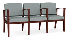 Lobby & Guest Chairs - Wood Lesro Polyurethane 3 Seats with Center Arms