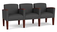 Lobby & Guest Chairs - Wood Lesro Polyurethane 3 Seats with Center Arms