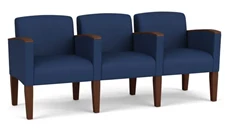 Lobby & Guest Chairs - Wood Lesro Polyurethane 3 Seats with Center Arms