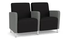 Lobby & Guest Chairs - Metal Lesro 2 Seats with Center Arm, Upholstered Seat, Back and Arms
