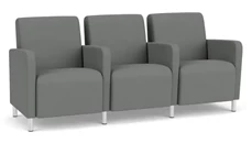 Lobby & Guest Chairs - Metal Lesro 3 Seats with Center Arms