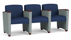 Lobby & Guest Chairs - Wood Lesro 3 Seats with Center Arms, Upholstered Seat, Back and Arms