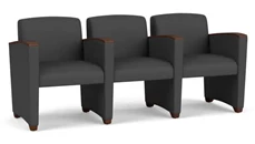 Lobby & Guest Chairs - Wood Lesro Polyurethane 3 Seats with Center Arms