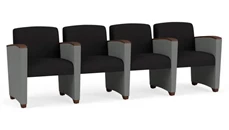 Lobby & Guest Chairs - Wood Lesro 4 Seats with Center Arms, Upholstered Seat, Back and Arms