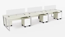 Benching Maverick Office Solutions 6 Person Benching Workstation with Mobile File Cabinets