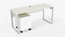 Stand-Alone Single Pedestal Desks Maverick Office Solutions 48in W x 24in D Metal Leg Desk with Mobile Pedestal