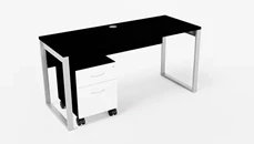 Stand-Alone Single Pedestal Desks Maverick Office Solutions 48in W x 24in D Metal Leg Desk with Mobile Pedestal
