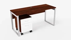 Stand-Alone Single Pedestal Desks Maverick Office Solutions 48in W x 24in D Metal Leg Desk with Mobile Pedestal