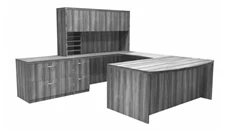 Office Suites Mayline 72" Bow Front U Shaped Desk with Additional Storage