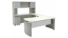 U Shaped Desks with Hutch Mayline 72" U Shaped Desk with Hutch