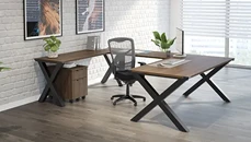 U Shaped Single Pedestal Desks NDI Office Furniture 66in x 102in L-Desk