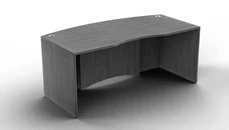 Stand-Alone Desk Shells NDI Office Furniture 71in x 36in Bow Front Desk w/ Curve User Side and Step Laminate Modesty Panel