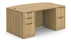 Stand-Alone Double Pedestal Desks WFB Designs 72in x 36/41in Couble Pedestal Bow Front Desk