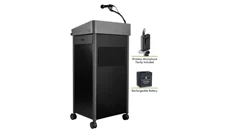 Lecterns National Public Seating Lectern with Sound, Rechargeable Battery, Wireless Tie Clip Mic