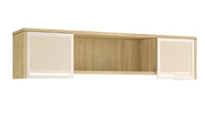 Desk Hutches PBD Furniture 72in Wall Mount Hutch with Silver Framed Glass Doors