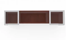 Desk Hutches PBD Furniture 72in Wall Mount Hutch with Silver Framed Glass Doors