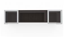 Desk Hutches PBD Furniture 72in Wall Mount Hutch with Silver Framed Glass Doors