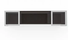 Desk Hutches PBD Furniture 72in Wall Mount Hutch with Silver Framed Glass Doors