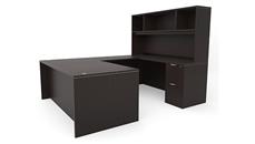 U Shaped Desks with Hutch PBD Furniture 72in x 96in Double Pedestal U-Desk with Open Hutch