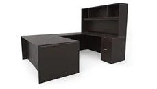 U Shaped Desks with Hutch PBD Furniture 72in x 102in Double Pedestal U-Desk with Open Hutch