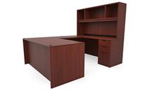 U Shaped Desks with Hutch PBD Furniture 60in x 89in Double Pedestal U-Desk with Open Hutch