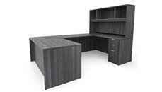 U Shaped Desks with Hutch PBD Furniture 60in x 101in Double Pedestal U-Desk with Open Hutch