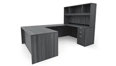 U Shaped Desks with Hutch PBD Furniture 60in x 101in Double Pedestal U-Desk with Open Hutch