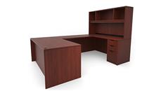 U Shaped Desks with Hutch PBD Furniture 72in x 101in Double Pedestal U-Desk with Open Hutch