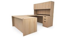 U Shaped Desks with Hutch PBD Furniture 60in x 89in Double Pedestal U-Desk with 4 Door Hutch 