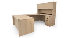 U Shaped Desks with Hutch PBD Furniture 72in x 101in Double Pedestal U-Desk with 4 Door Hutch 