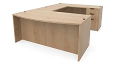 U Shaped Double Pedestal Desks PBD Furniture 72in x 107in Bow Front Double Pedestal U-Shaped Desk