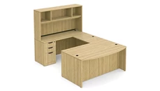 U Shaped Desks with Hutch PBD Furniture 72in x 100in Bow Front Double Pedestal U-Shaped Desk with Hutch