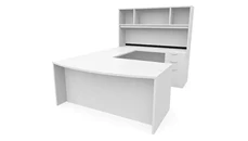 U Shaped Desks with Hutch PBD Furniture 72in x 100in Bow Front Double Pedestal U-Shaped Desk with Hutch
