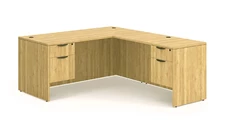 L Shaped Double Pedestal Desks PBD Furniture 66in x 77in Double Hanging Pedestal L-Shaped Desk