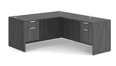 L Shaped Double Pedestal Desks PBD Furniture 66in x 77in Double Hanging Pedestal L-Shaped Desk