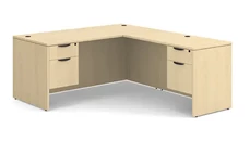 L Shaped Double Pedestal Desks PBD Furniture 66in x 77in Double Hanging Pedestal L-Shaped Desk