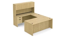 U Shaped Desks with Hutch PBD Furniture 66in x 101in Single Hanging Pedestal U-Shaped Desk with Hutch