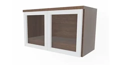 Desk Hutches PBD Furniture 36in Wall Mount Hutch with Silver Framed Glass Doors