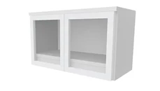 Desk Hutches PBD Furniture 31in Wall Mount Hutch with Silver Framed Doors