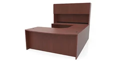 U Shaped Desks with Hutch PBD Furniture 72in x 114in Curved Bow Front U-Desk with Hutch