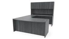 U Shaped Desks with Hutch PBD Furniture 72in x 114in Curved Bow Front U-Desk with Hutch