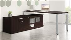 L Shaped Single Pedestal Desks PBD Furniture 60x24 OnTask Low Wall Cabinet L-Desk