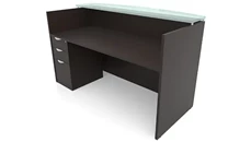 Reception Stand-Alone Desk PBD Furniture 72in x 30in Single Pedestal Reception Desk with Glass Transaction Counter