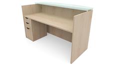 Reception Stand-Alone Desk PBD Furniture 72in x 30in Single Pedestal Reception Desk with Glass Transaction Counter