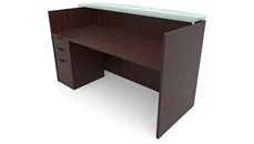 Reception Stand-Alone Desk PBD Furniture 72in x 30in Single Pedestal Reception Desk with Glass Transaction Counter