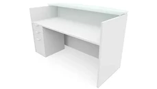 Reception Stand-Alone Desk PBD Furniture 72in x 30in Single Pedestal Reception Desk with Glass Transaction Counter