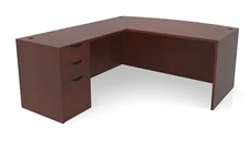 L Shaped Single Pedestal Desks PBD Furniture 72in x 76in Bow Front L-Desk Single Pedestal