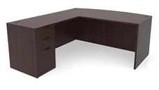 L Shaped Single Pedestal Desks PBD Furniture 72in x 76in Bow Front L-Desk Single Pedestal