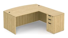 L Shaped Single Pedestal Desks PBD Furniture 72in x 76in Bow Front L-Desk Single Pedestal